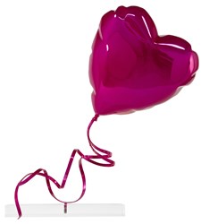 Flying Balloon Heart (Pink) by Mr. Brainwash - Chrome Painted Fiberglass on Acrylic Base sized 26x29 inches. Available from Whitewall Galleries